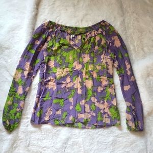 Silk blouse with modern print - XS